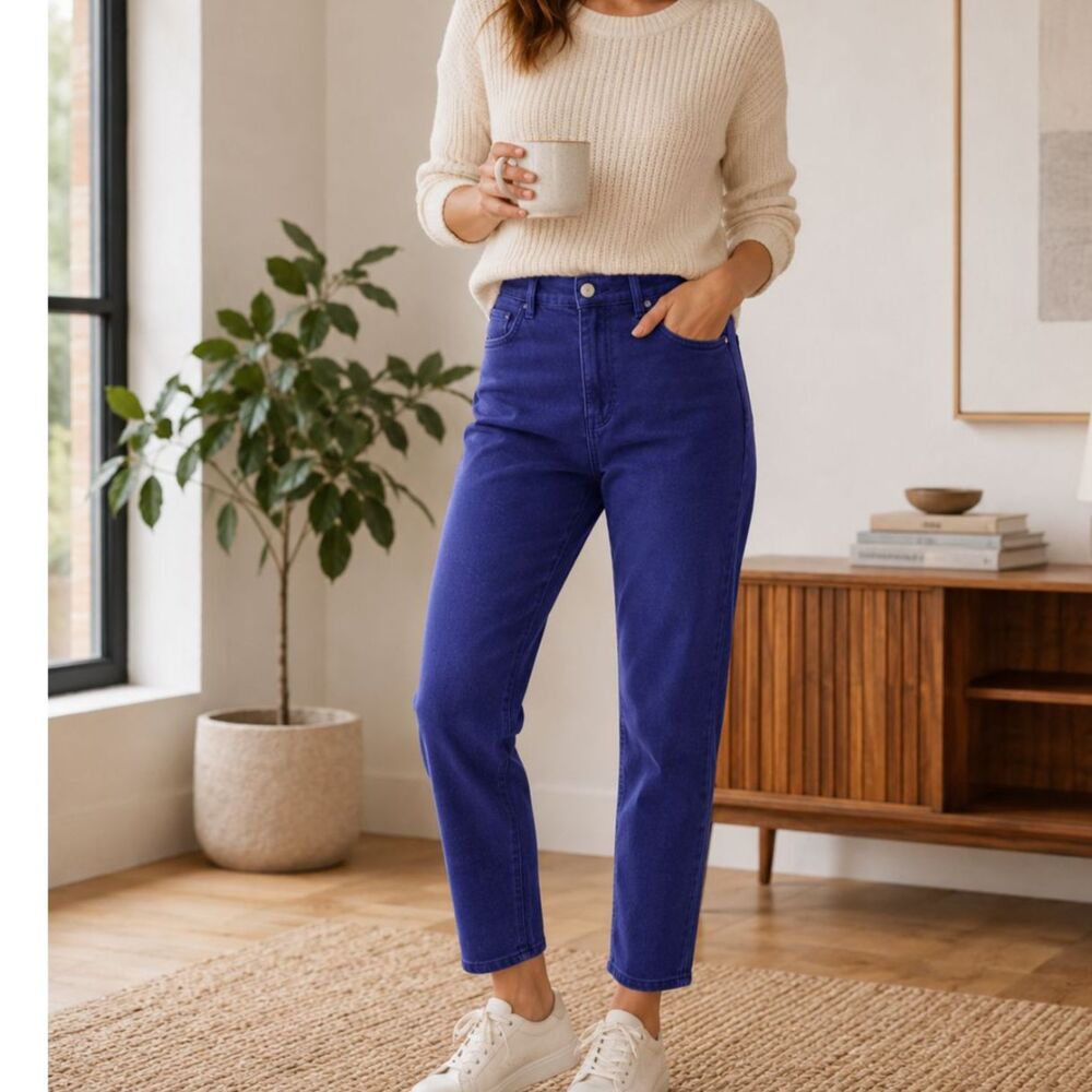 Everlane Way-High Straight Jean 27T Lapis Blue Tall High Rise Organic Cotton